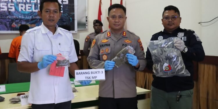 Tiga Pengedar Ganja Masuk Jaring Sat Narkoba, Polres Sarmi Gelar Press Release