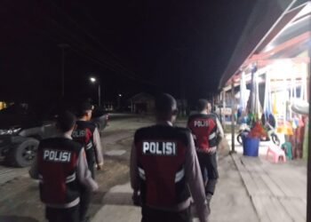 Patroli Malam Sat Samapta Polres Sarmi Fokuskan Pengamanan di Area Pasar Sentral Mararena