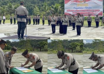 Kapolres Mamberamo Raya Pimpin Langsung Pelaksanaan Upacara Pengukuhan dan Penyerahan Jabatan di Polres Mamberamo Raya