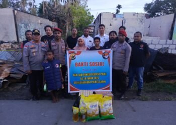 Polres Sarmi Peduli: Reskrim dan Narkoba Gelar Baksos untuk Korban Kebakaran di Hari Jadi ke-78