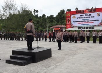 Polres Sarmi Gelar Apel Operasi Lilin Cartenz 2025, Siap Amankan Natal dan Tahun Baru