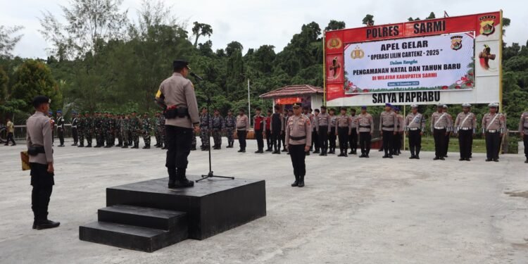 Polres Sarmi Gelar Apel Operasi Lilin Cartenz 2025, Siap Amankan Natal dan Tahun Baru