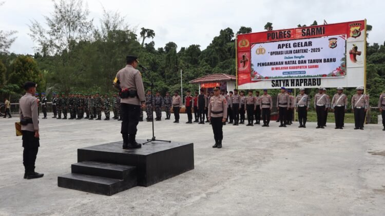Polres Sarmi Gelar Apel Operasi Lilin Cartenz 2025, Siap Amankan Natal dan Tahun Baru