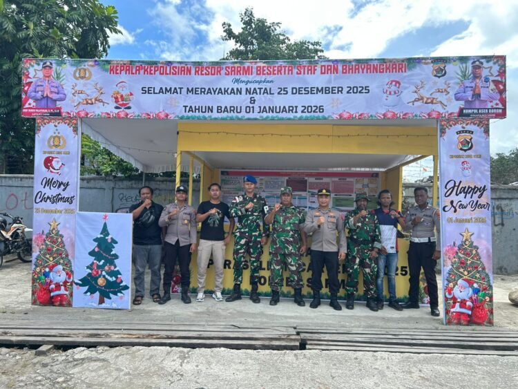 Jaga Natal dan Tahun Baru Tetap Kondusif, Polres Sarmi Bersama TNI Siagakan Pos Pengamanan