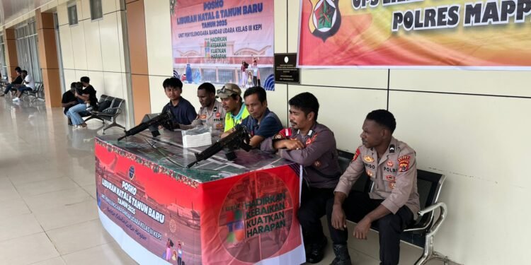 Operasi Lilin Cartenz 2025, Polres Mappi  Perketat Pengamanan di Bandara Kepi