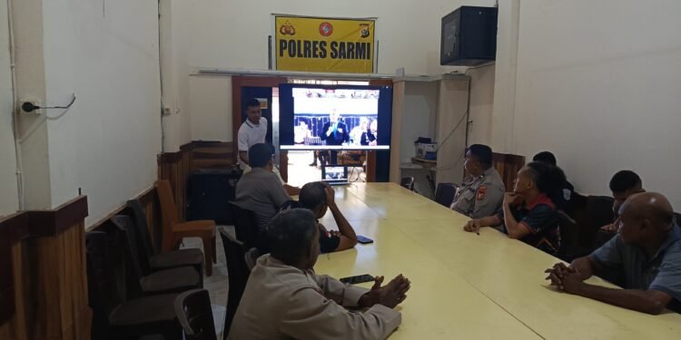 Melalui Zoom Meeting, Personel Polres Sarmi Ikuti Perayaan Natal Polda Papua