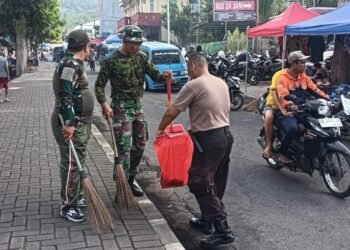 Komitmen TNI – Polri dan Pemerintah Daerah Menjaga Kebersihan Pasar dan Masjid, Dukung Program Nasional