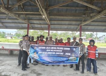 Satlantas Polres Sarmi Sambangi Pangkalan Ojek Mararena di Hari ke-11 Ops Keselamatan Cartenz 2026