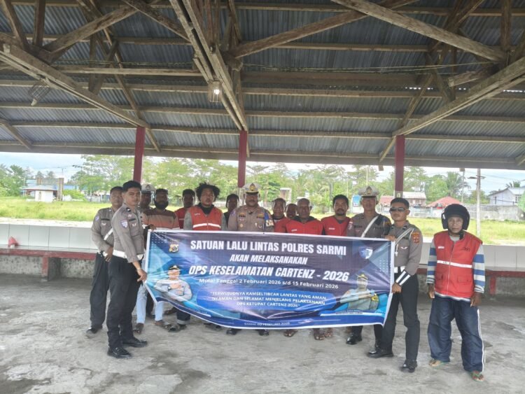 Satlantas Polres Sarmi Sambangi Pangkalan Ojek Mararena di Hari ke-11 Ops Keselamatan Cartenz 2026