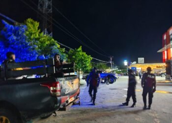 Patroli Pos Shelter Sat Samapta Polres Sarmi, Pantau Ibadah Tarawih di Kota Sarmi