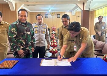 Wujud Sinergitas TNI dan Pemerintah Daerah, Dandim 1310/Bitung Tandatangani Karya Bakti Revitalisasi Marshalling Area Yon TP 916 Makawidey